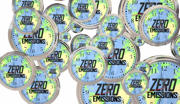 Zero Emissions Clocks Countdown Time Running Out Deadline Illustration — Stock Photo, Image