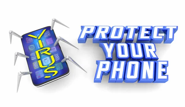 Virus Teléfono Celular Malware Hacking Data Theft Proteja Dispositivo Inteligente —  Fotos de Stock