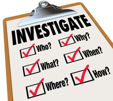 Investigate Basic Facts Questions Check List Investigation clipart