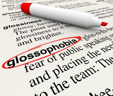 topluluk önünde konuşma korkusu glossophobia sözlük tanımı kelime