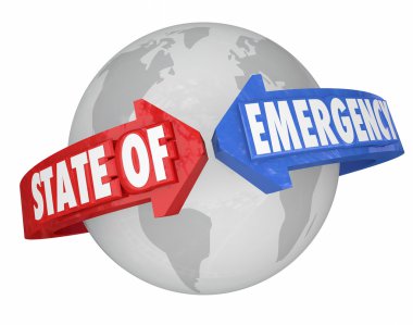 State of Emergency Arrows Around World International Global Cris clipart