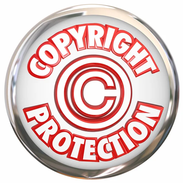 Protezione del copyright 3d Parole Simbolo Icona Proprietà Intellettuale — Foto Stock