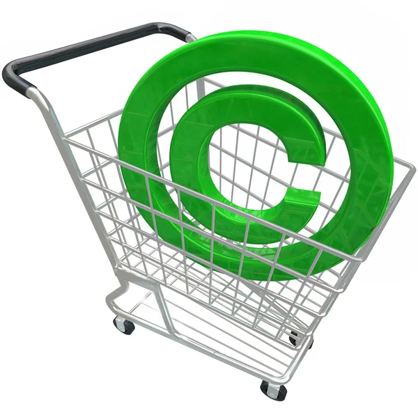 Copyrightsymbolen 3d shopping cart immateriella protecti — Stockfoto