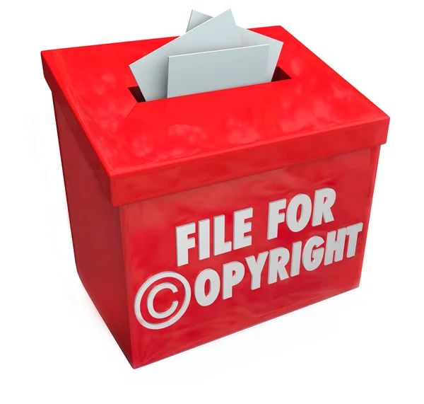 File per il copyright Red 3d Entry Box Intellectual Property Protec — Foto Stock