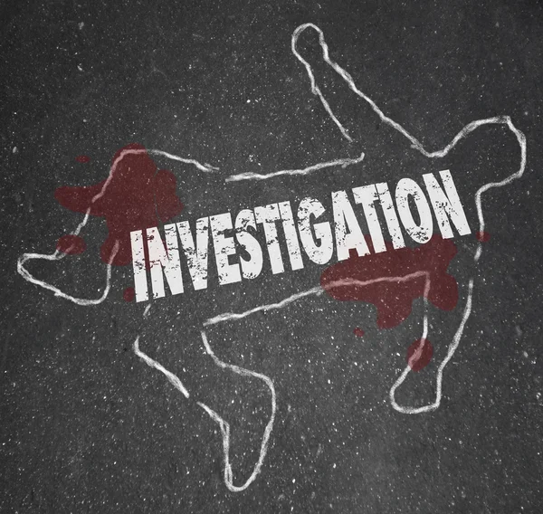 Investigation Crime Scene Chalk Outline Word — Stock Photo, Image