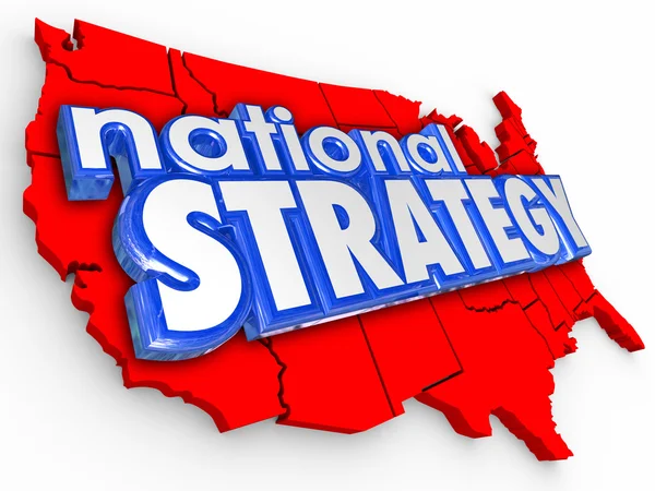 Nationale Strategie 3d words unitest states america map — Stockfoto