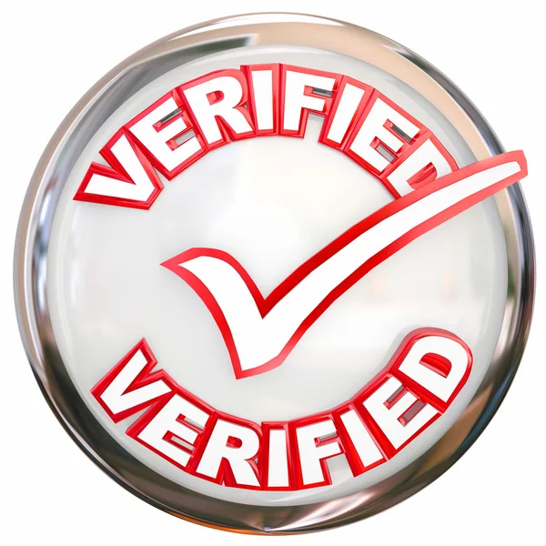 Marca de verificación de botón de sello verificado Certificado inspeccionado —  Fotos de Stock