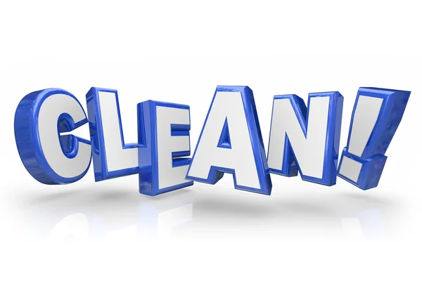 Güvenli temizlik temiz 3d mavi word mektup — Stok fotoğraf
