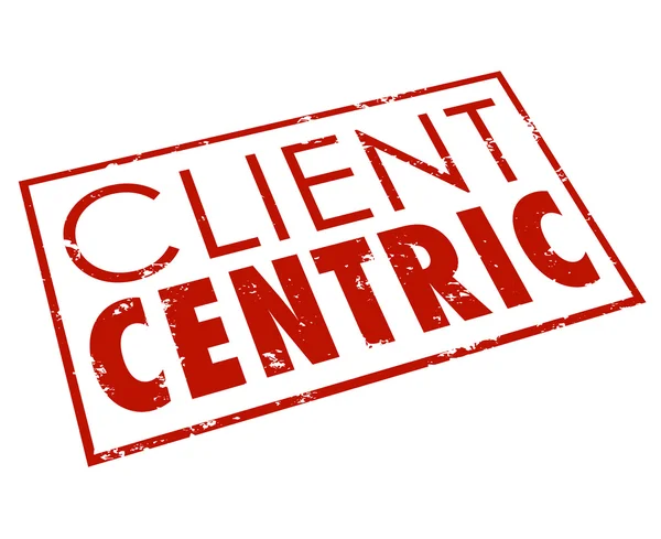 Client centric woorden rode stempel klantgerichte bedrijf — Stockfoto