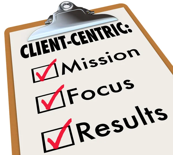 Lista de verificação centrada no cliente para fazer objetivos de missão — Fotografia de Stock