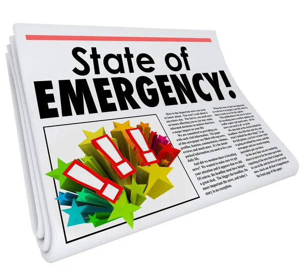 State of Emergency Newspaper Headline Top Story Big Crisis — Stock Photo, Image