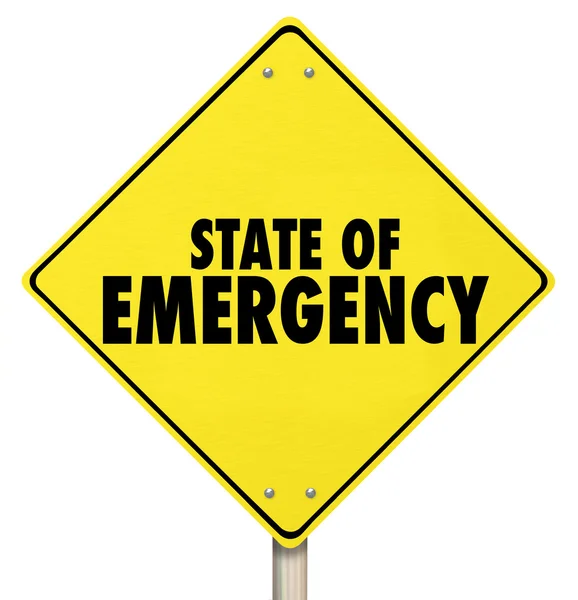 State of Emergency Yellow Warning Road Sign — Stock Photo, Image