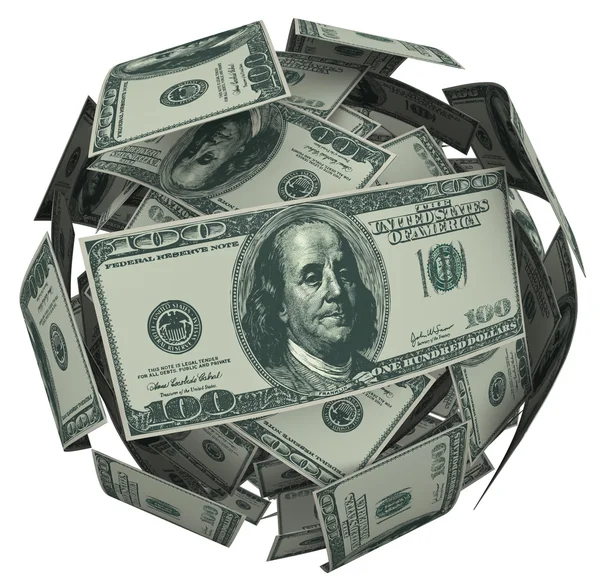 Hunded Dollar Bill Money Ball Cash Currency — Stock Photo, Image