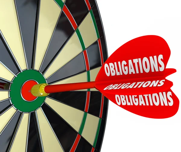 Obligations Dart Board Success in Meeting Responsibilities — Stock Photo, Image