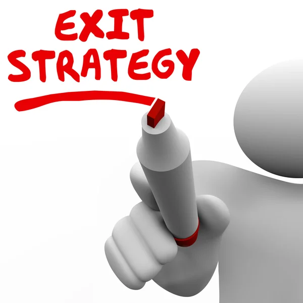 Exit-Strategie Mann schreibt Wörter Marker Pen Planung — Stockfoto