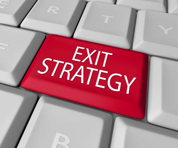 Exit strategii počítačové klávesnice tlačítko smluvní ustanovení — Stock fotografie