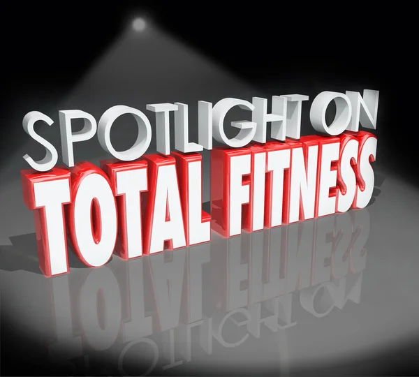 Reflektor na total fitness 3d słowa zdrowy styl życia — Zdjęcie stockowe