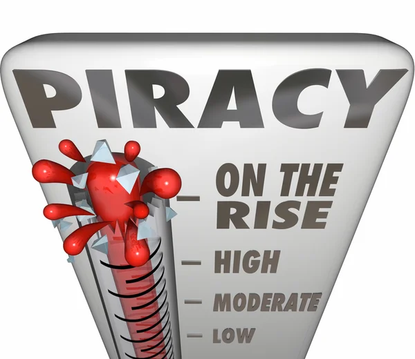 Piracy On the Rise Thermometer Measuring Illegal File Sharing Do — Stock Photo, Image