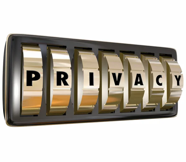 Privacy Word Gold Lock Dials Protect Personal Infromation Data S — Stock Photo, Image