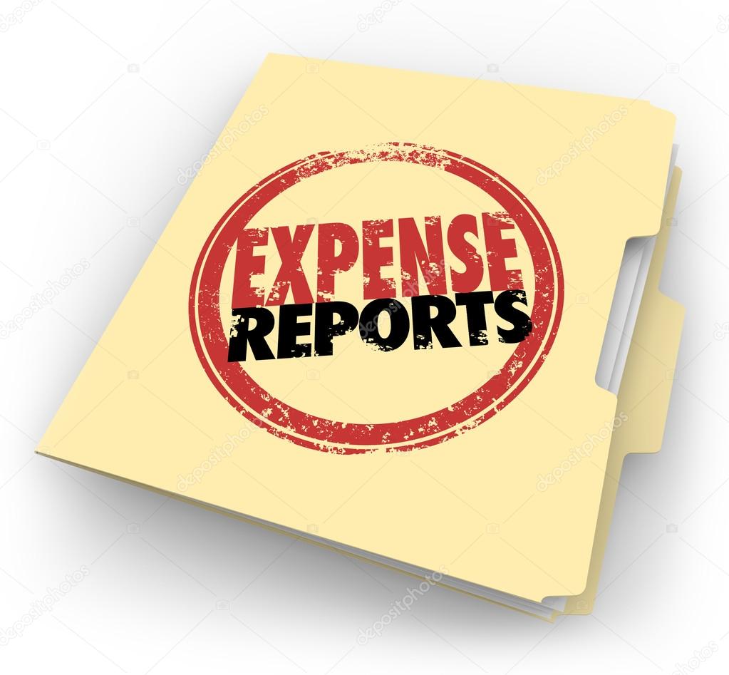 Expense Report Stamp Manila Folder Receipts Documents