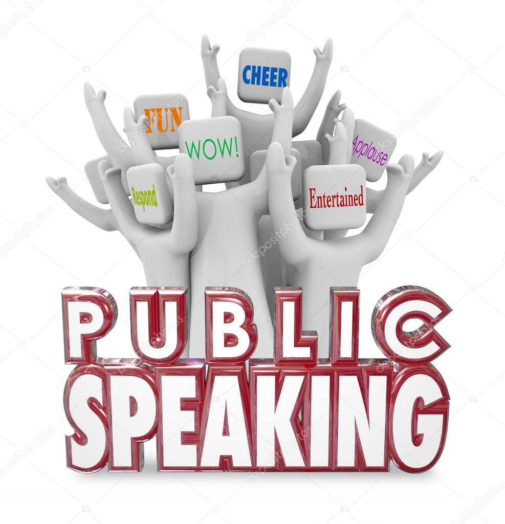 Public Speaking People Audience Cheering Entertaining Fun Speech