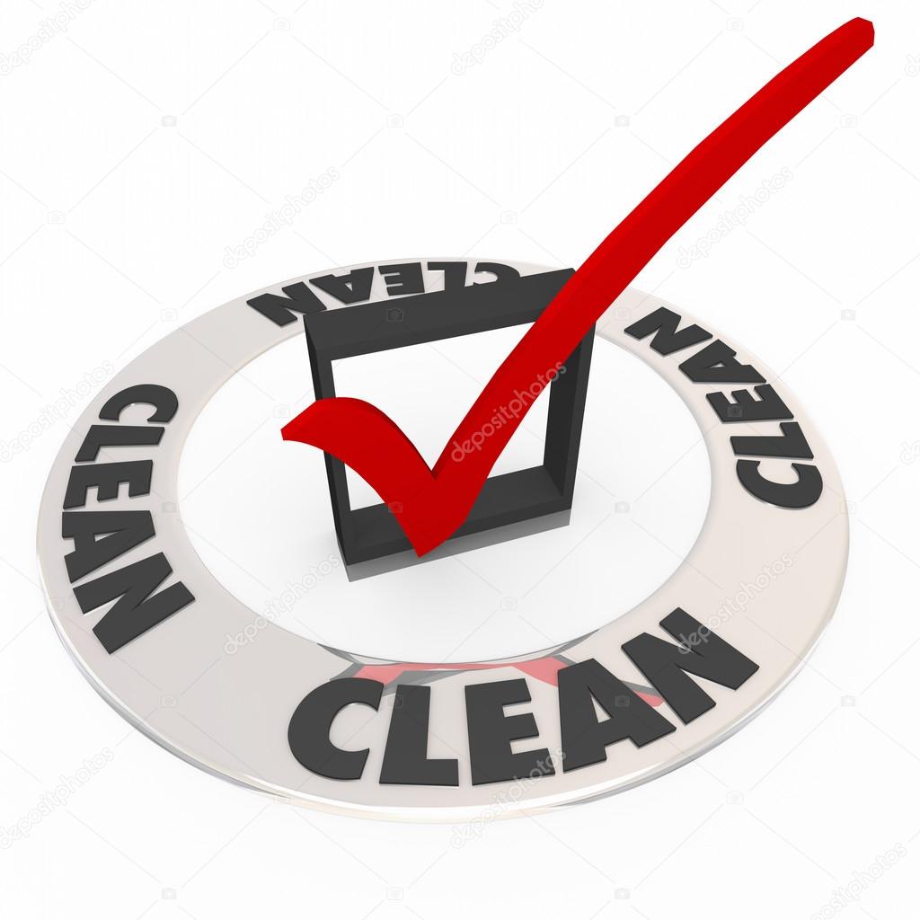 Clean Word Inspected Safe Check Mark Box Approval Seal Stock Photo by