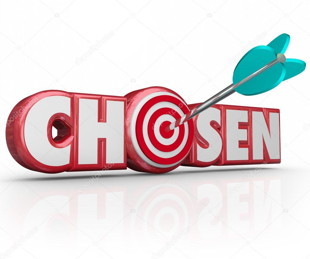 Chosen Word 3d Red Letters Selected Winner Arrow Target