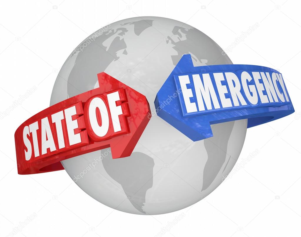 State of Emergency Arrows Around World International Global Cris