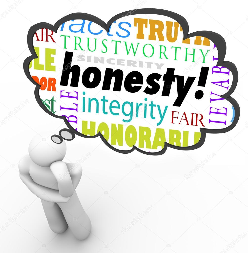 Honesty Sincerity Virtue Words Integrity Thinker Thought Cloud