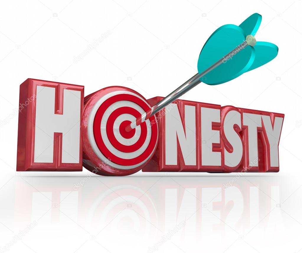 Honesty Red 3d Word Arrow Target Bulls-Eye