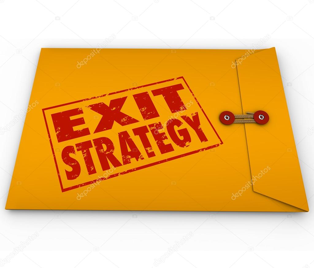 Exit Strategy Words Stamped Yellow Envelope Plan