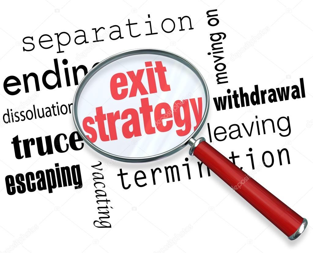 Exit Strategy Magnifying Glass Way Out Contract Partnership Marr