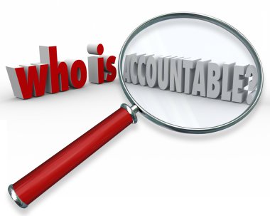 Who is Accountable question in 3d words clipart