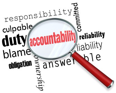 Accountability word under a magnifying glass clipart