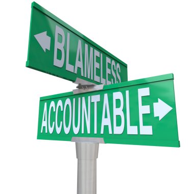 Accountable Vs Blameless Two Way Road Street Intersection Signs clipart