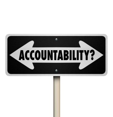 Accountability Two Way Road Sign Who is Responsible Question clipart