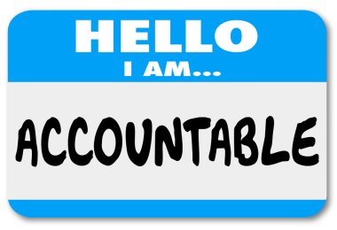 Hello I Am Accountable words on a name tag sticker clipart