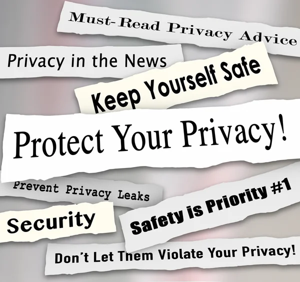 Protect Your Privacy Newspaper Headlines Important Iinformation — Stock Photo, Image