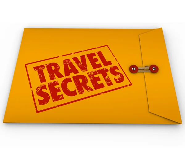 Travel Secrets Yellow Confidential Envelope Tips Advice Informat — Stock Photo, Image