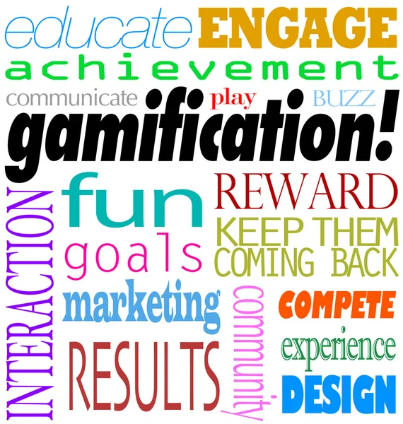 Gamification Words Interaction Education Engagement Achievement — Stock Photo, Image