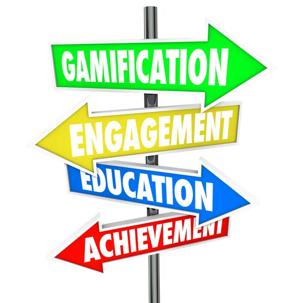 Gamification Engagement Education Achievement Arrow Signs — Stock Photo, Image