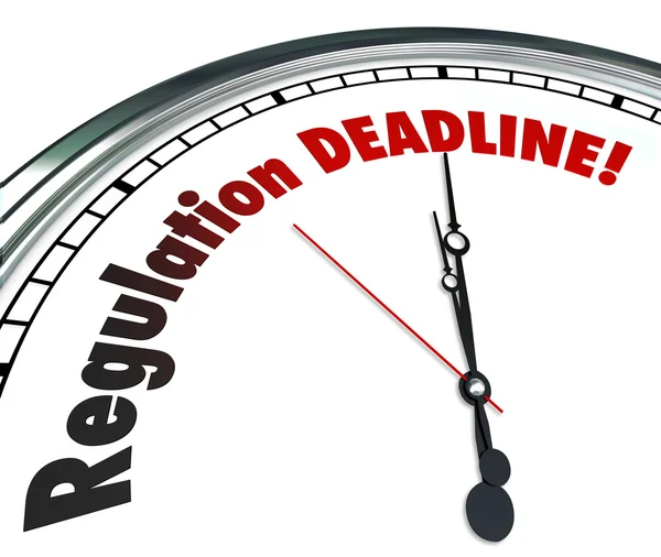 Regulation Deadline Clock Countdown Time Words — Stock Photo, Image