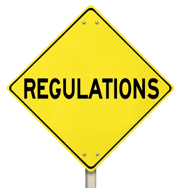 Regulations Yellow Warning Yield Sign Beware Rules Laws — Stock Photo, Image