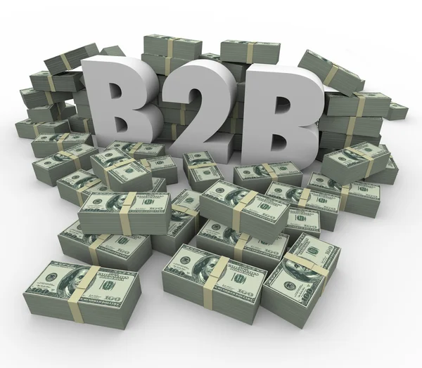 B2B geld stacks contante stapels winst winst bedrijf verkopen — Stockfoto