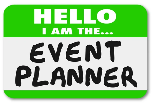 Hallo ben ik de evenement planner naamplaatje sticker — Stockfoto