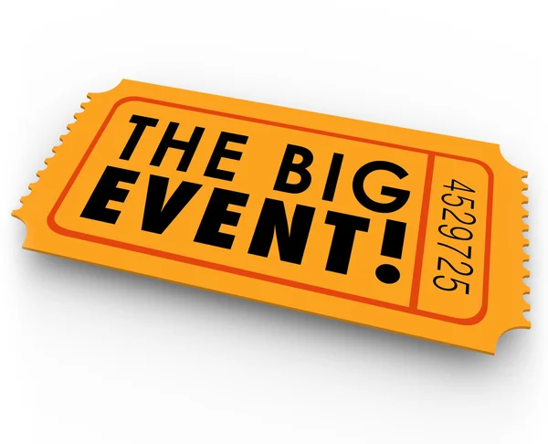 The Big Event words on an orange paper ticket — Stock Photo, Image