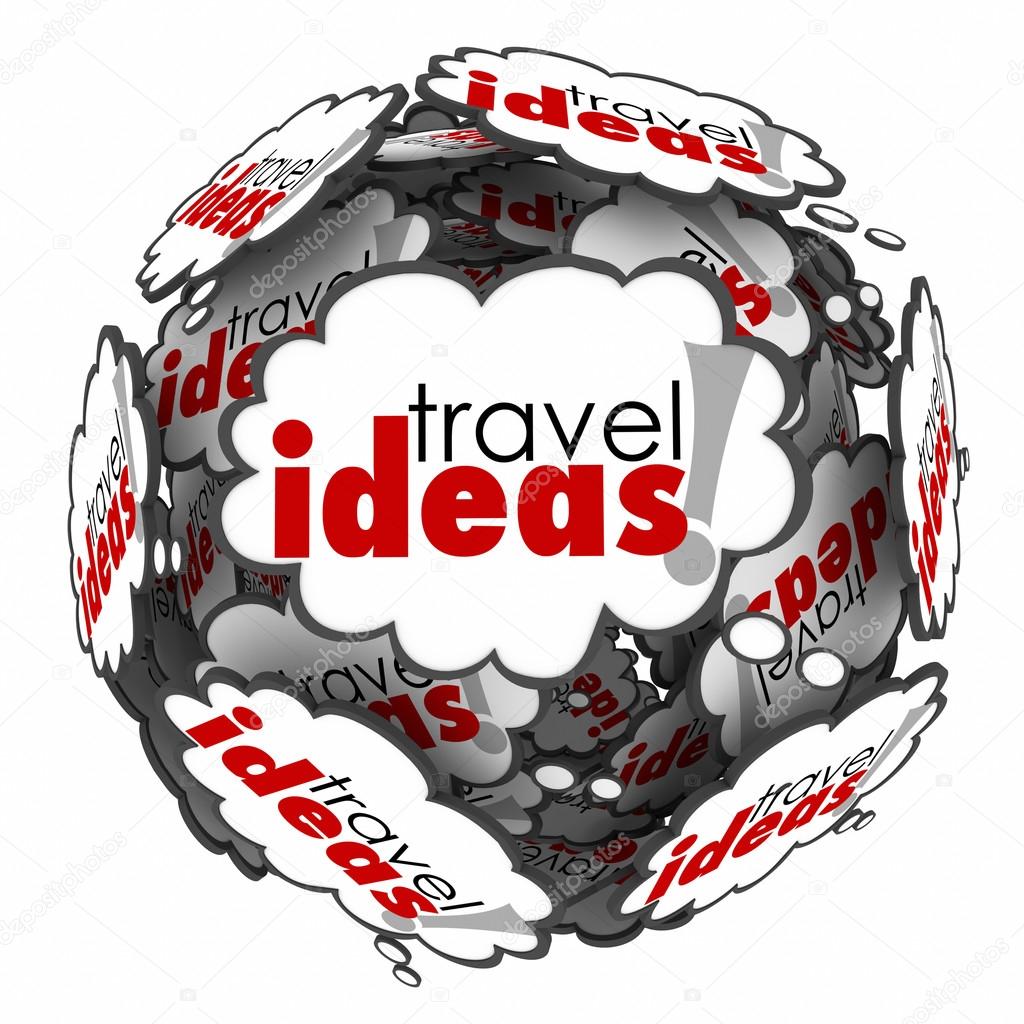 Travel Ideas Thought Cloud Sphere Vacation Plan Brainstorming