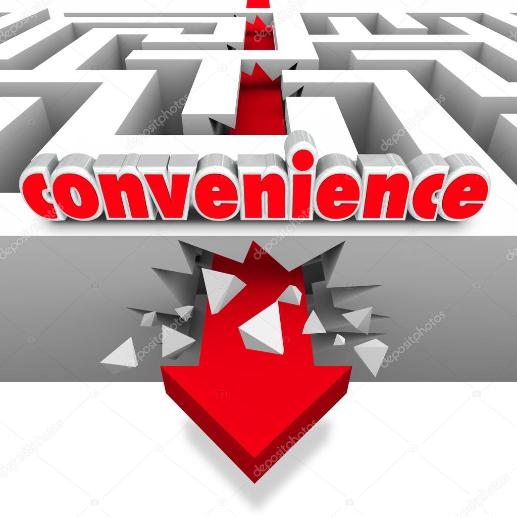 Convenience Word Arrow Breaks Through Maze Walls