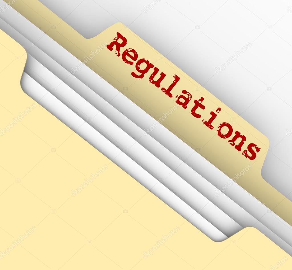Regulations Word Red Ink File Manila Folder Tab Documents