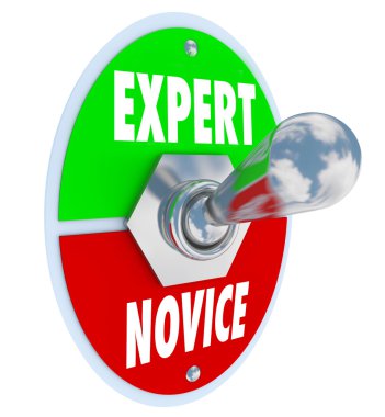 Expert Vs Novice Words Toggle Switch Veteran Skills Knowledge clipart